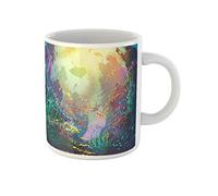 Awowee Tazza da caffè blu subacquea barriera corallina e pesci colorati pittura acquerello 325 ml tazza da tè in ceramica miglior regalo o souvenir per familiari, amici e colleghi