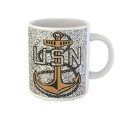 Awowee Tazza da caffè Blue States US Navy Anchor intagliata in granito United 325 ml tazza da tè in ceramica miglior regalo o souvenir per familiari, amici e colleghi