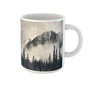 Awowee Tazza da caffè Canada Banff National Park Foggy Mountains and Forest, 325 ml, tazza da tè in ceramica, ottima idea regalo o souvenir per familiari, amici e colleghi