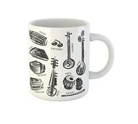 Awowee Tazza da caffè classica tradizionale indiana strumenti per la musica, tabla harmonium, tazza da tè in ceramica da 325 ml, ottima idea regalo o souvenir per familiari, amici e colleghi
