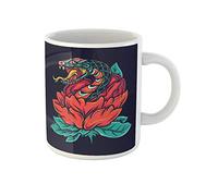 Awowee Tazza da caffè Cobra colorata Old School Snake Flower Tattoo Skin Oldschool 325 ml tazza da tè in ceramica miglior regalo o souvenir per familiari, amici e colleghi