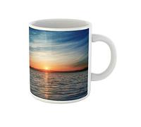 Awowee Tazza da caffè colorata arancione alba sul fiume nel cielo blu profondo 325 ml tazza da tè in ceramica miglior regalo o souvenir per familiari, amici e colleghi