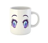 Awowee Tazza da caffè colorata con bellissimi occhi in anime manga brillanti riflessi di luce 325 ml tazza da tè in ceramica miglior regalo o souvenir per familiari, amici e colleghi