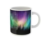 Awowee Tazza da caffè colorata multicolore aurora boreale sulla foresta canadese 325 ml tazza da tè in ceramica miglior regalo o souvenir per familiari, amici e colleghi