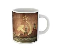 Awowee Tazza da caffè con bandiera comunista sovietica con motivo del Cremlino, 325 ml, in ceramica, idea regalo o souvenir per familiari, amici e colleghi