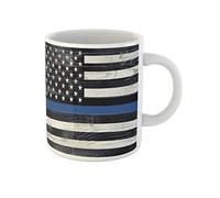 Awowee Tazza da caffè con bandiera di supporto della polizia delle forze dell'ordine, dipinta su bianco, 325 ml, tazza da tè in ceramica, idea regalo o souvenir per familiari, amici e colleghi