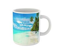 Awowee Tazza da caffè con bellissima spiaggia tropicale e mare nelle isole delle Maldive, tazza da tè in ceramica da 325 ml, ottima idea regalo o souvenir per familiari, amici e colleghi