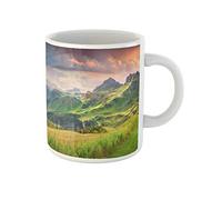 Awowee Tazza da caffè con bellissimo paesaggio estivo delle Alpi italiane Dolomiti meridionali da 325 ml, tazza da tè in ceramica, ottima idea regalo o souvenir per familiari, amici e colleghi