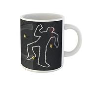 Awowee Tazza da caffè con contorno giallo, scena del crimine, gessetti morti, omicidio, 325 ml, tazza da tè in ceramica, idea regalo o souvenir per familiari, amici e colleghi