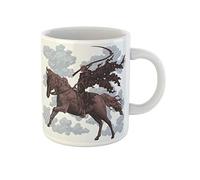Awowee Tazza da caffè con incisione "Triste Death on Horseback", vintage, con teschio di mietitore, 325 ml, in ceramica, idea regalo o souvenir per familiari, amici e colleghi