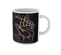 Awowee Tazza da caffè con mano umana che tiene bruciore fumare sigaretta dipendenza consumo di droghe 325 ml tazza da tè in ceramica miglior regalo o souvenir per familiari, amici e colleghi