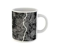 Awowee Tazza da caffè con mappa della città di Budapest con stampa artistica nera e acqua bianca, 325 ml, tazza da tè in ceramica, regalo o souvenir per familiari, amici e colleghi