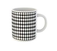 Awowee Tazza da caffè con motivo geometrico astratto a rombi in bianco e nero, 325 ml, in ceramica, idea regalo o souvenir per familiari, amici e colleghi