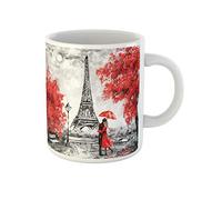 Awowee Tazza da caffè con pittura a olio Parigi Paesaggio città europea Francia Torre Eiffel 325 ml tazza da tè in ceramica miglior regalo o souvenir per familiari, amici e colleghi