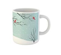 Awowee Tazza da caffè con scena invernale di alberi nudi e uccelli sulla nevicata 325 ml, tazza da tè in ceramica, ottima idea regalo o souvenir per familiari, amici e colleghi