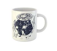 Awowee Tazza da caffè con scritta "Father Teaches the Son to Space Riddles Tattoo Human 325 ml", tazza da tè in ceramica, idea regalo o souvenir per familiari, amici e colleghi