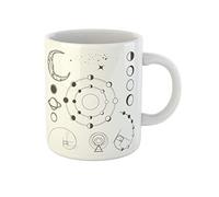Awowee Tazza da caffè con simboli di astrologia e alchimia, segni di fasi lunari, esoterica, tazza da tè in ceramica, 325 ml, ottima idea regalo o souvenir per familiari, amici e colleghi
