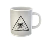 Awowee Tazza da caffè con simbolo della piramide dell'occhio che vede tutto il mondo, tazza da tè in ceramica, 325 ml, ottima idea regalo o souvenir per familiari, amici e colleghi