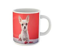 Awowee Tazza da caffè con simpatico cane chihuahua ritratto animale rosso divertente tazza da tè in ceramica da 325 ml migliore regalo o souvenir per familiari, amici e colleghi