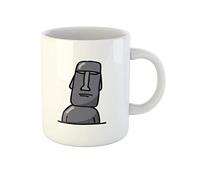 Awowee Tazza da caffè con statua umana Moai Doodle Archeologia antica Architettura Civiltà Cile 325 ml Tazza da tè in ceramica Miglior regalo o souvenir per amici di famiglia colleghi