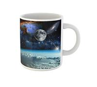 Awowee Tazza da caffè con vista panoramica spaziale dalla terra di questa tazza da tè in ceramica da 325 ml, ottima idea regalo o souvenir per familiari, amici e colleghi