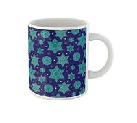 Awowee Tazza da caffè Hannukah blu oro con motivo a stelle di cristallo David 325 ml tazza da tè in ceramica souvenir per familiari, amici e colleghi