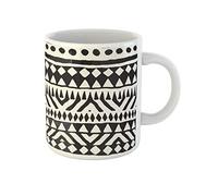 Awowee Tazza da caffè in bianco e nero con motivo tribale azteco astratto geometrico etnico 325 ml tazza da tè in ceramica miglior regalo o souvenir per familiari, amici e colleghi