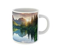 Awowee Tazza da caffè in ceramica con lago di montagna nel parco nazionale degli alti Tatra Strbske Pleso, 325 ml, ideale come regalo o souvenir per familiari, amici e colleghi
