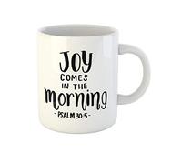 Awowee Tazza da caffè in ceramica con scritta in lingua inglese "Joy Comes in the Morning", 325 ml, idea regalo o souvenir per familiari, amici e colleghi