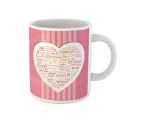 Awowee Tazza da caffè in ceramica con scritta "Word Cloud Made of Love in many Languages Forming", 325 ml, idea regalo o souvenir per familiari, amici e colleghi