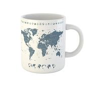 Awowee Tazza da caffè in scala di grigi con mappa del mondo e illustrazione del globo altamente dettagliata, contiene tazze da tè in ceramica da 325 ml, miglior regalo o souvenir per familiari, amici