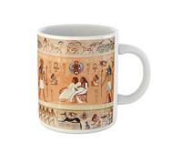 Awowee Tazza da caffè Murales con scena dell'antico Egitto, mitologia, divinità egizia e faraoni, tazza da tè in ceramica da 325 ml, ottima idea regalo o souvenir per familiari, amici e colleghi