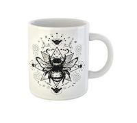 Awowee Tazza da caffè Mystic Bee Tattoo Sketch of Bumblebee mistico ed esoterico 325 ml tazza da tè in ceramica miglior regalo o souvenir per familiari, amici e colleghi