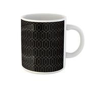 Awowee Tazza da caffè nera retrò vintage elegante motivo Great Gatsby, a righe dorate, tazza da tè in ceramica da 325 ml, ottima idea regalo o souvenir per familiari, amici e colleghi