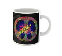 Awowee Tazza da caffè Pacific Symbol of the Hippie Love and Peace Rainbow Tazza da tè in ceramica da 325 ml, ottima idea regalo o souvenir per familiari, amici e colleghi