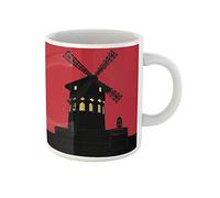 Awowee Tazza da caffè Paris Moulin Rouge Architecture Beautiful Building Cabaret Europe Famous 325 ml tazza da tè in ceramica miglior regalo o souvenir per familiari, amici e colleghi
