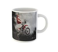 Awowee Tazza da caffè professionale Rider at the Fmx Red Bul Freestyle Motocross 325 ml tazza da tè in ceramica miglior regalo o souvenir per familiari, amici e colleghi