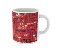 Awowee Tazza da caffè Red Ben London con motivo astratto per ragazze, Big Bridge, 325 ml, tazza da tè in ceramica, regalo o souvenir per familiari, amici e colleghi