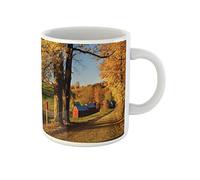 Awowee Tazza da caffè rosso Vermont New England Fall Colors Farm Maple Country 325 ml tazza da tè in ceramica miglior regalo o souvenir per familiari, amici e colleghi