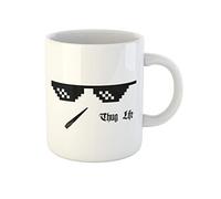 Awowee Tazza da caffè Sun Pixel Glasses Thug Life Meme Cannabis Joint 8Bit 325 ml tazza da tè in ceramica miglior regalo o souvenir per familiari, amici e colleghi