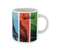 Awowee Tazza da caffè Torre Eiffel Parigi Londra Roma Italia passaporto Francia 325 ml tazza da tè in ceramica miglior regalo o souvenir per familiari, amici e colleghi