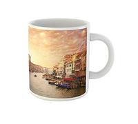 Awowee Tazza da caffè Venezia blu con vista sul canale di Venezia colorata Italia balcone 325 ml tazza da tè in ceramica miglior regalo o souvenir per familiari, amici e colleghi