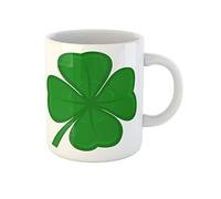 Awowee Tazza da caffè verde fortuna astratta di quattro foglie trifoglio flora concettuale tazza da tè in ceramica tazza da tè migliore regalo o souvenir per familiari, amici e colleghi