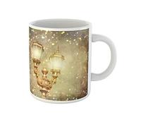 Awowee Tazza da caffè vittoriana natalizia con paesaggio invernale vintage lampioni bella nera 325 ml tazza da tè in ceramica miglior regalo o souvenir per familiari, amici e colleghi
