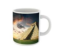 Awowee Tazza da caffè Wonder Chichen Itza Maya Pyramid World Mexico Maya Ruins 325 ml tazza da tè in ceramica miglior regalo o souvenir per familiari, amici e colleghi
