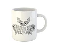 Awowee Tazza da caffè Zentangle pipistrello Totem per adulti Anti Stress Pagina da colorare 325 ml tazza da tè in ceramica miglior regalo o souvenir per familiari, amici e colleghi
