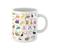 Awowee Tazza da caffè Zoo Animal Alphabet Cute Cartoon Character Baby Children Education 325 ml tazza da tè in ceramica miglior regalo o souvenir per familiari, amici e colleghi
