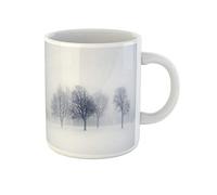 Awowee Tazza da tè in ceramica con paesaggio invernale di alberi senza foglie nella nebbia, 325 ml, idea regalo o souvenir per familiari, amici e colleghi