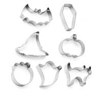 AWOXIHJ 7 Formine Biscotti Halloween, Argento, Standard, Fantasma, Gatto, Teschio, Pipistrello, Zucca, Strega
