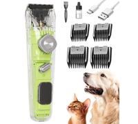 Awpland Tosatrice per cani professionale per la toelettatura, tosatrice per cani a 3 velocità con display LCD digitale e 4 rasoi per cappotti spessi e peli opachi, kit per la toelettatura degli